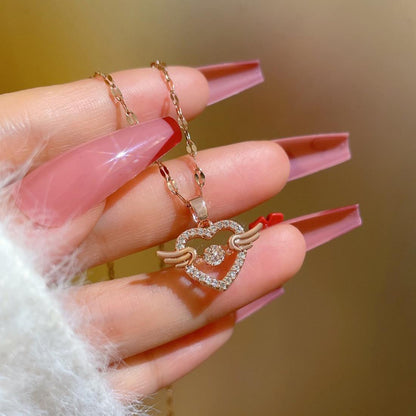 Crystal Rotating Heart Necklace