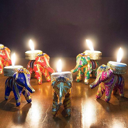Elephant Tealight Holders with Candles (Pack of 1)