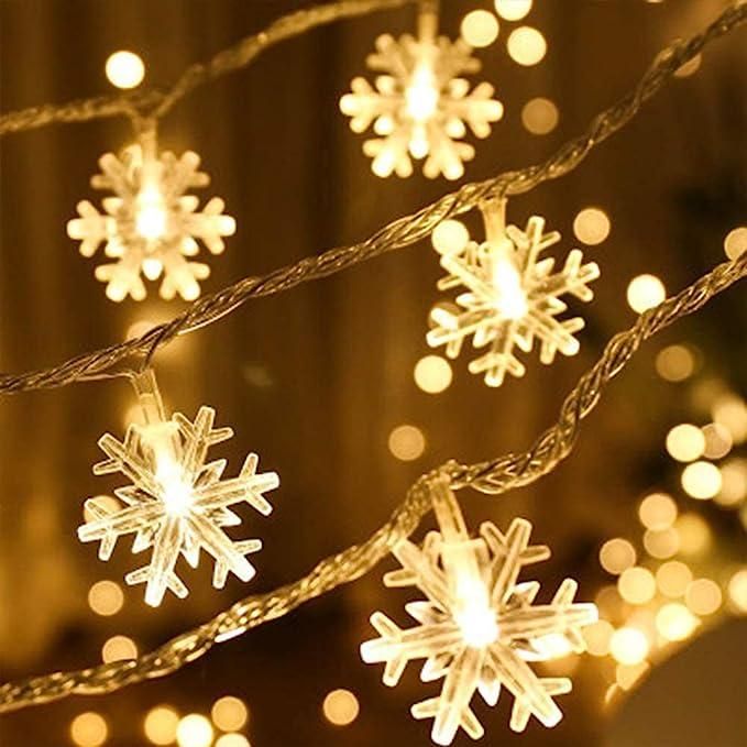 Waterproof Battery-Powered Snowflake Lights: 14 LED 3M Garden Fairy Lights
