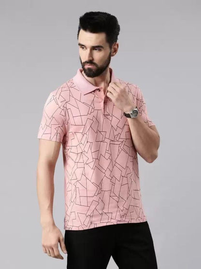 Kryptic Cotton Printed Half Sleeves Men's Polo Neck T-Shirt