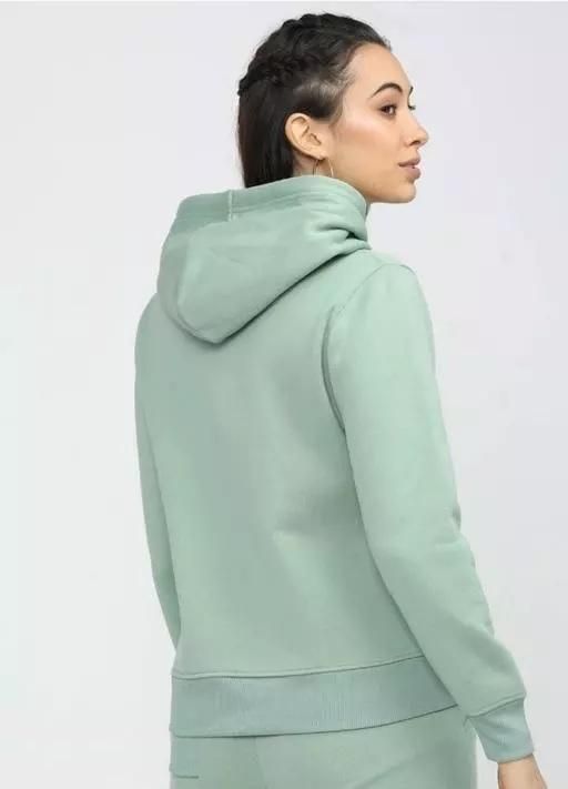 Women's Green Wool Hoodie Sherpa Sweatshirt