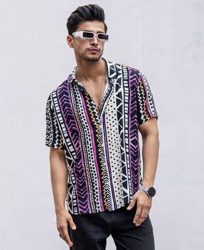 Poly Cotton Printed Half Sleeves Regular Fit Men's Casual Shirt