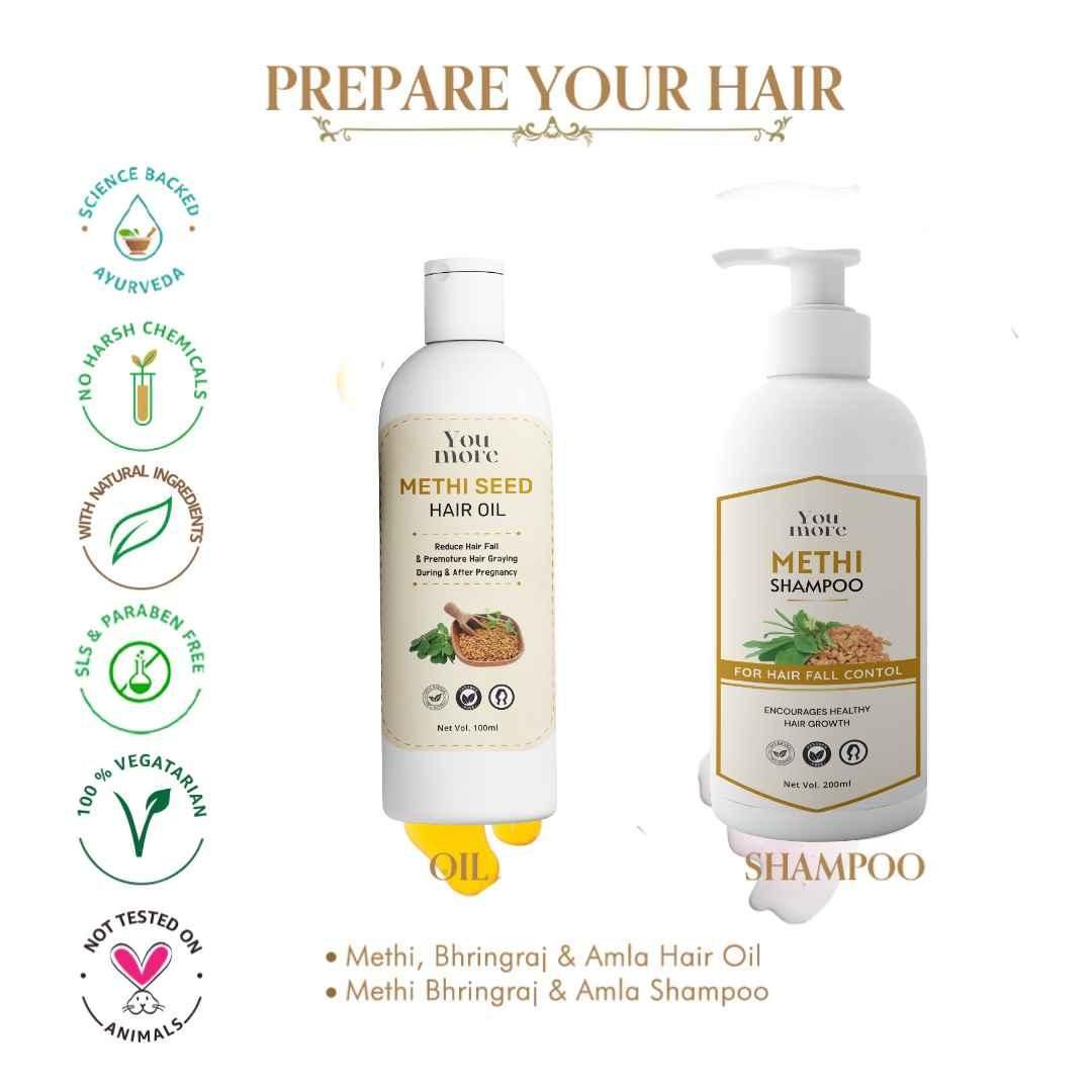 Natural Methi Seed Anti-Hairfall Shampoo and Oil for (Combo)