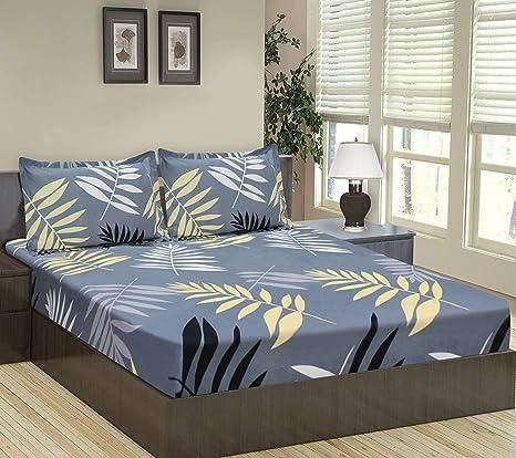 TC Microfiber Double Fitted Bed Sheet with 2 Pillows