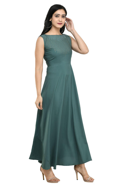 Women's Polyester Solid Maxi Dress