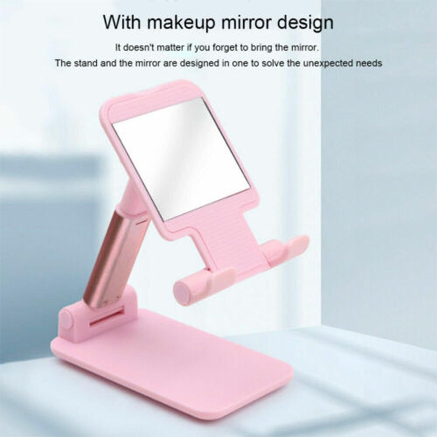 Adjustable Desktop Phone Stand with Mirror