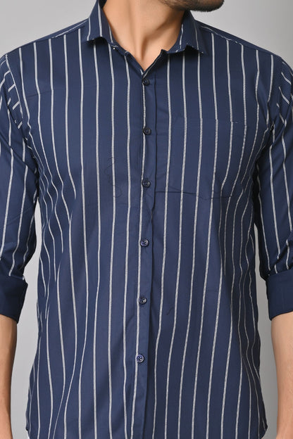 Gasperity Cotton Stripes Full Sleeves Men's Casual Shirt