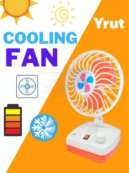 2-in-1 Rechargeable Table Fan & LED Lamp