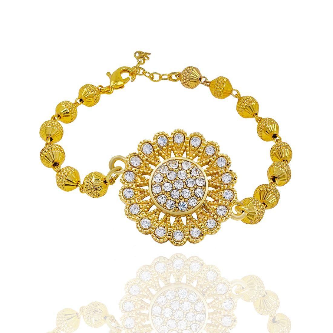 Designer Gold Plated & Diamond Bracelet Rakhi