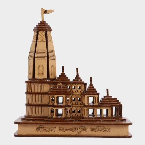 Decorative Wooden Ram Mandir Temple Showpiece for Gifting