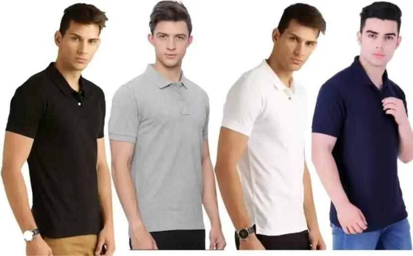Poly Matte Solid Half Sleeves Men's Polo T-Shirt (Pack Of 4)