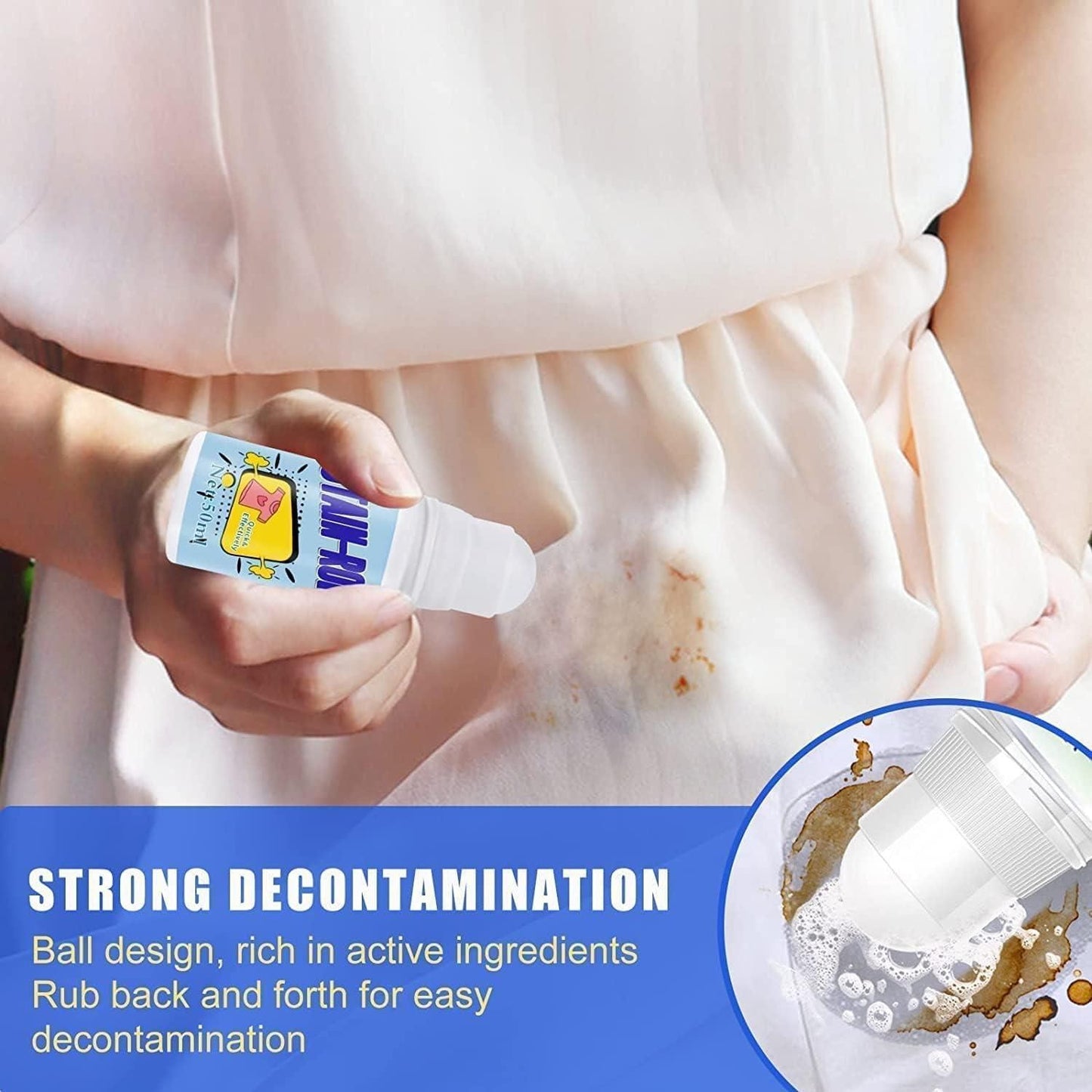 White Cotton Clothes Stain Remover with Roll Bead Design