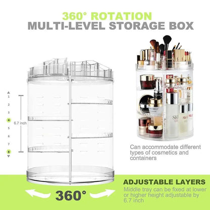Transparent Large 360 Degree Rotation Cosmetic Storage