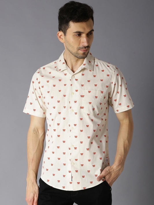 Men Regular Fit Printed Collar Casual Shirt