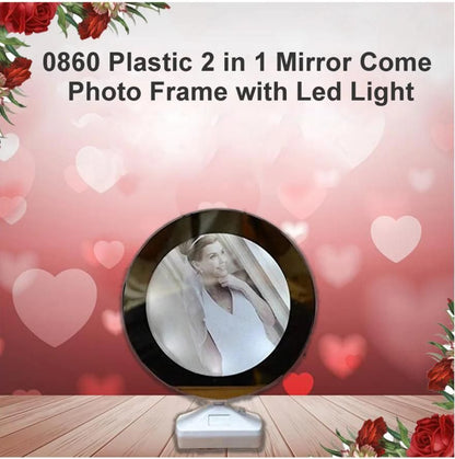 Arsha Lifestyle Plastic 2 in 1 Mirror Cum Photo Frame with Led Light