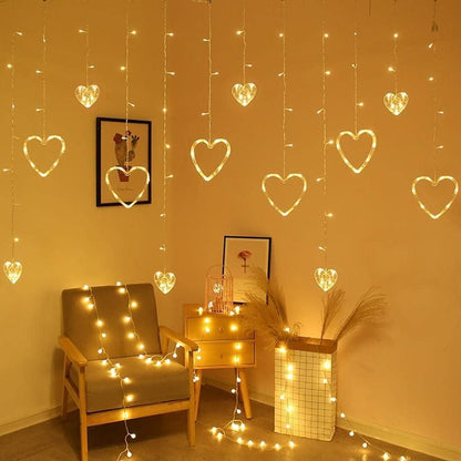 Heart Series Lights: Heart Curtain Light with 5+5 Heart Design