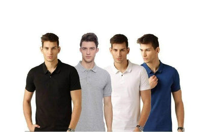 Poly Cotton Solid Half Sleeves Mens Polo T-shirt (Pack of 4)