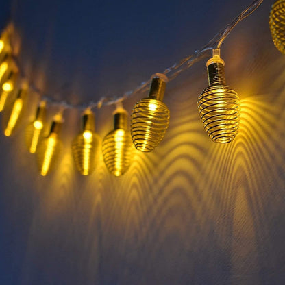 10-Feet Copper Wire Decorative Diwali String Lighting with 14 Yellow Spring Ball Lights