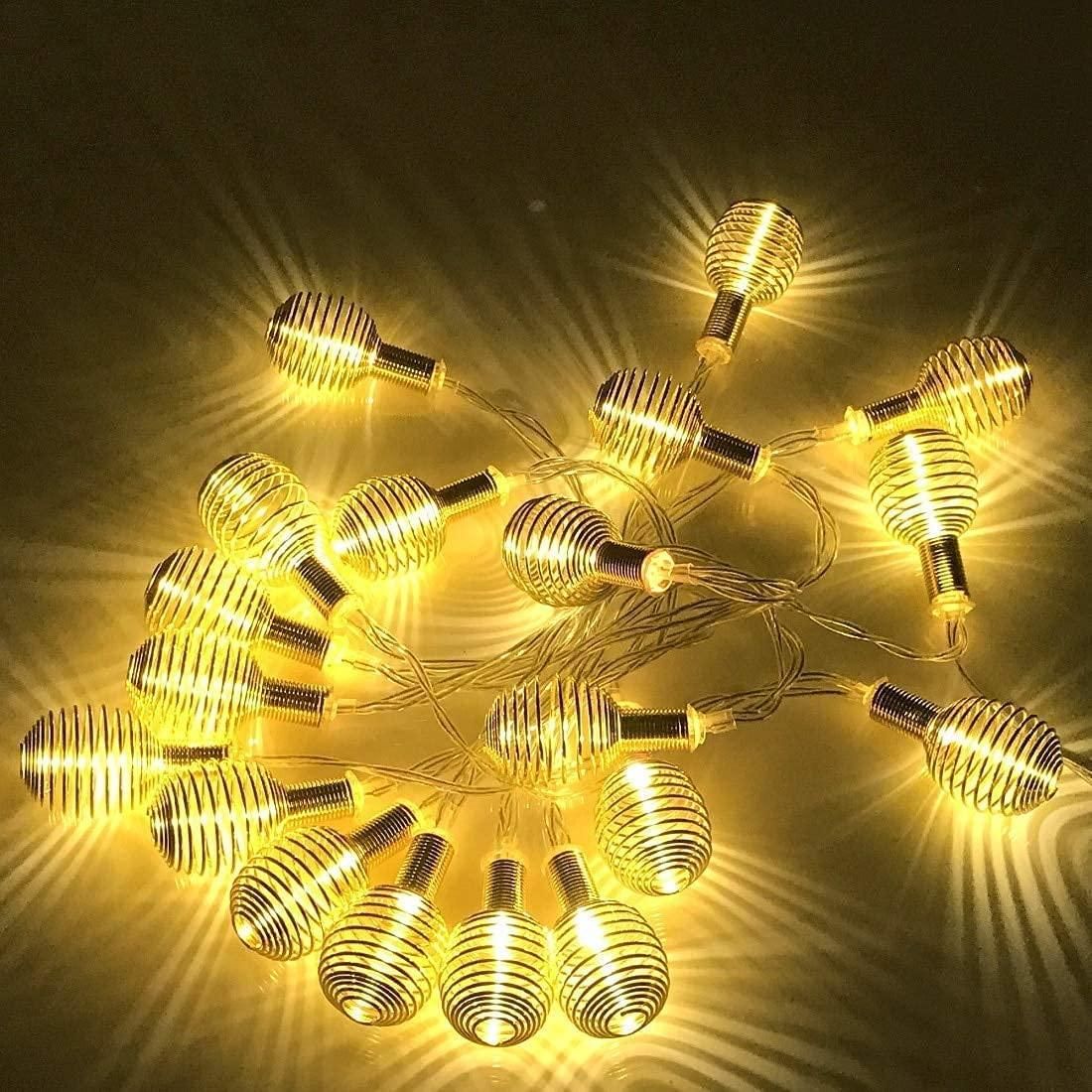 10-Feet Copper Wire Decorative Diwali String Lighting with 14 Yellow Spring Ball Lights