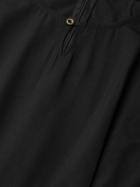 Women's Crepe Solid Keyhole Neck Jumpsuit