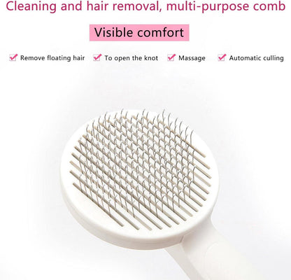 Plastic Grey Pet Cat Head Comb With Cleaning Needle, Shedding Massager & Dog Hair Removal Brush