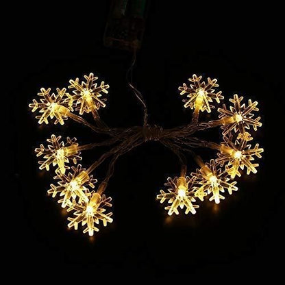 Waterproof Battery-Powered Snowflake Lights: 14 LED 3M Garden Fairy Lights
