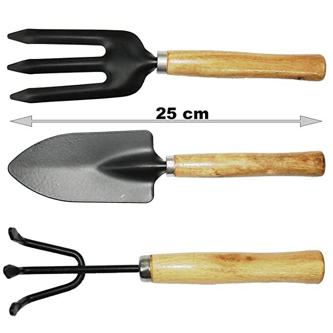 Gardening Tools kit Hand Cultivator, Small Trowel, Garden Fork (Set of 3)