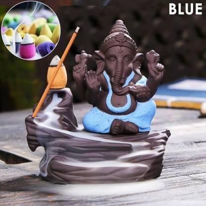 Handcrafted Meditation Monk Ganesha Smoke Backflow Cone Incense holder