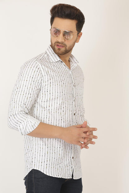 Gasperity Cotton Stripes Full Sleeves Men's Casual Shirt