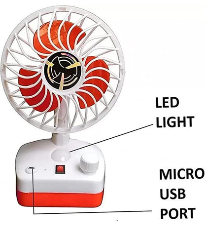 2-in-1 Rechargeable Table Fan & LED Lamp