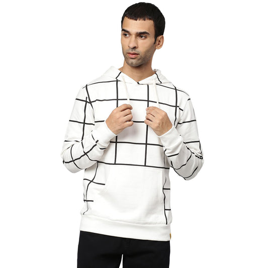 Cotton Checkered Full Sleeves Regular Fit Hoodie