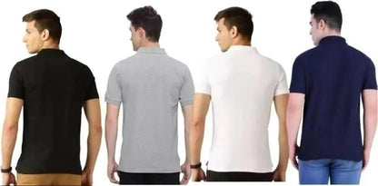 Poly Matte Solid Half Sleeves Men's Polo T-Shirt (Pack Of 4)