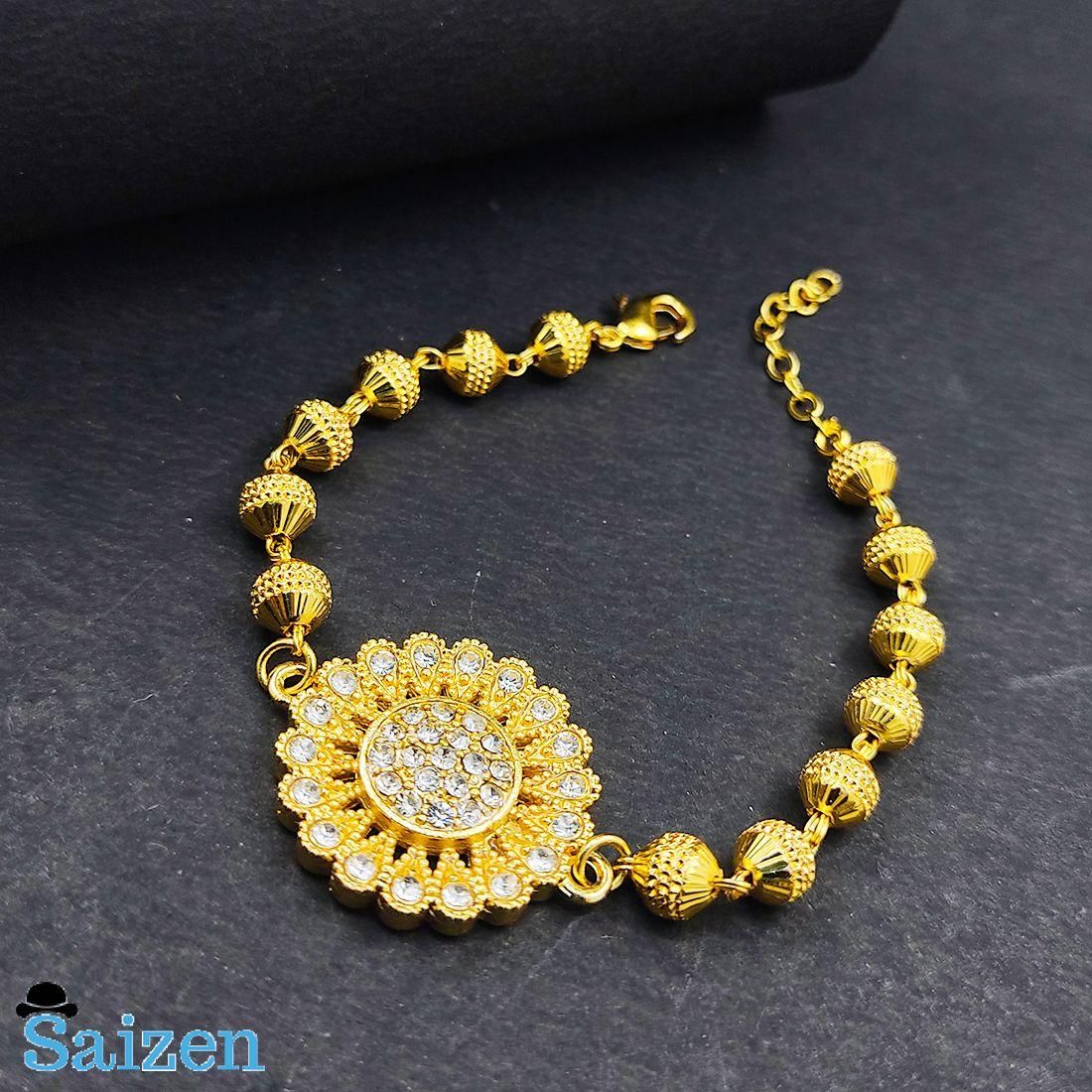 Designer Gold Plated & Diamond Bracelet Rakhi