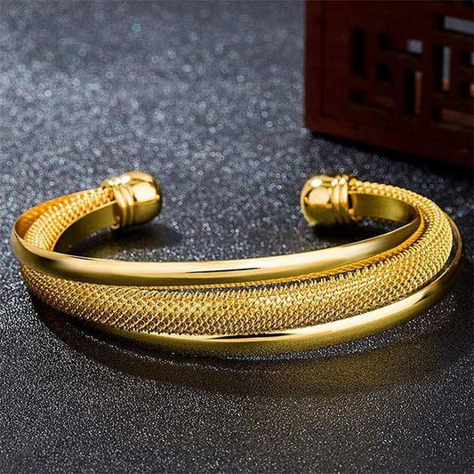 Saizen Gold Plated Brass Cuff Kada for Men and Boys