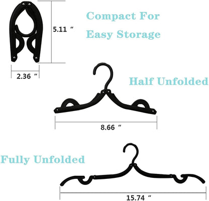 Foldable Portable Clothes Hangers (Pack of 6, Black)