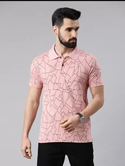 Kryptic Cotton Printed Half Sleeves Men's Polo Neck T-Shirt