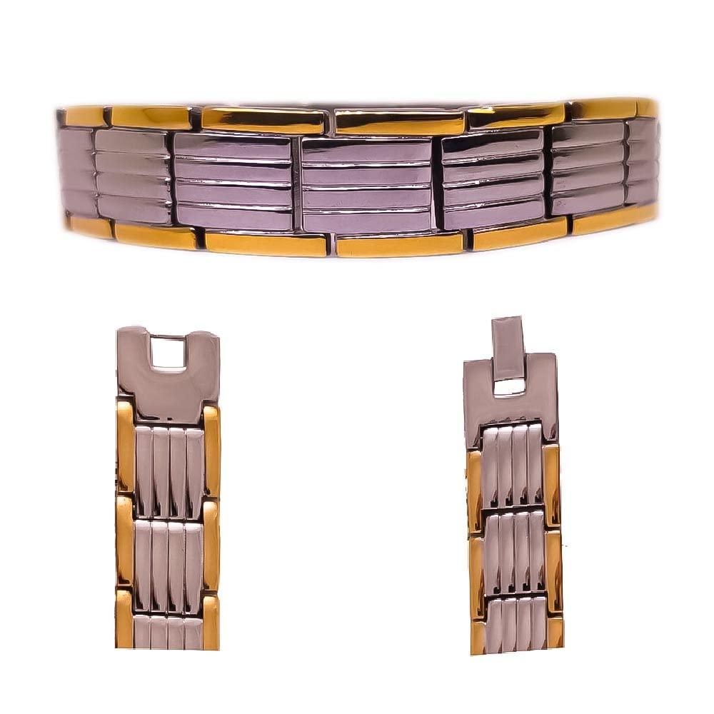 Ultra Strength Magnetic Therapy Bio Bracelet for Boys & Men (Silver & Gold)