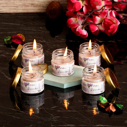 Set of 5 Lavender Scented Minijar Candle