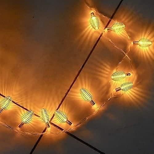 10-Feet Copper Wire Decorative Diwali String Lighting with 14 Yellow Spring Ball Lights