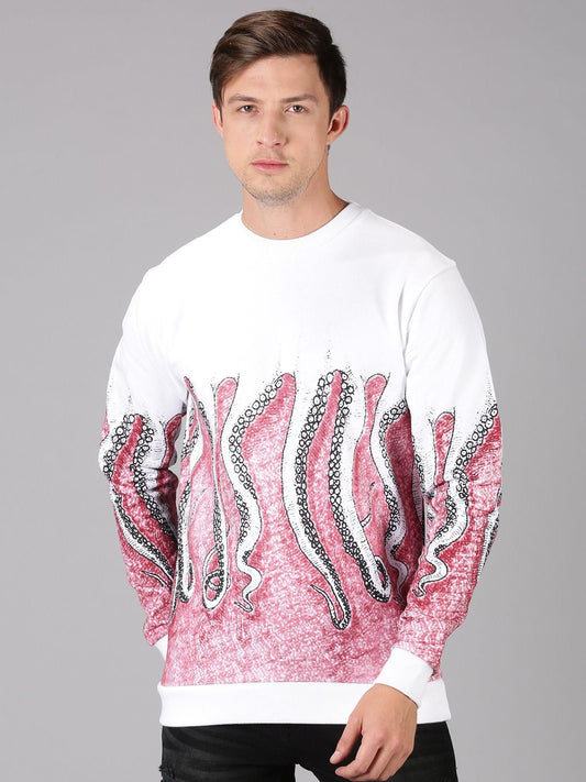 Fleece Printed Full Sleeves Regular Fit Mens Sweatshirt