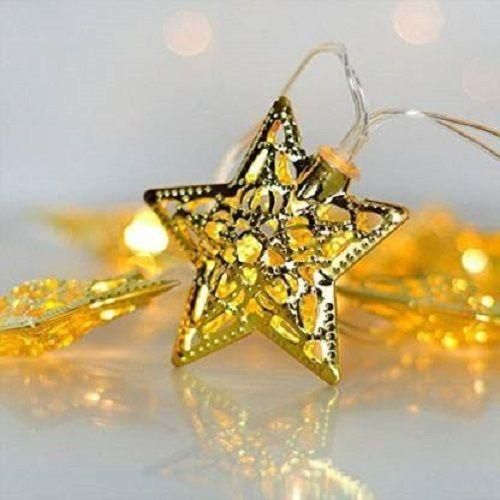 16 LED Golden Metal Star Copper String Fairy Light for Decoration - Warm White